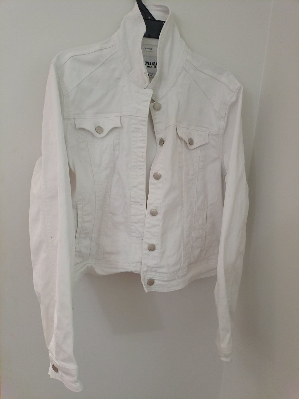 Velvet Heart White Cotton Denim Jacket - Classic Women's Jean Jacket Size XL